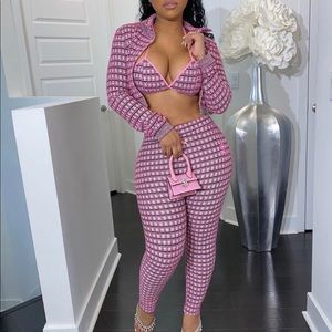 3 Piece Pink Pant Set